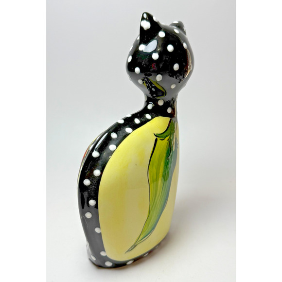 Anatoly Turov Russian Artist Cat Figure Black Polka Dots Chili Peppers Signed - Picture 3 of 7